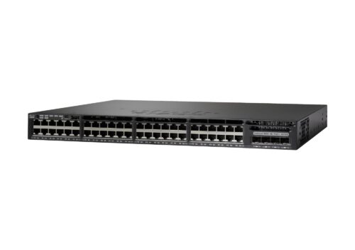 Cisco Catalyst 3650-48PS-S Network Switch, 48 Gigabit Ethernet (GbE) PoE+ Ports, four 1 G Uplinks, 640WAC Power Supply, 1 RU, IP Base Feature Set, Enhanced Limited Lifetime Warranty (WS-C3650-48PS-S)