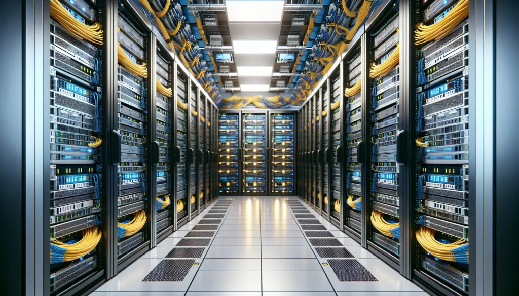 UK server aisle, NVMe bays.