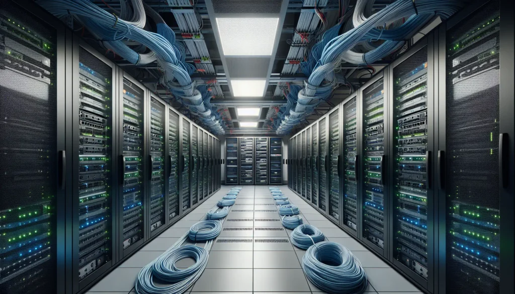 UK server room, symmetrical racks.