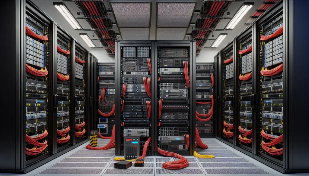 Cold-aisle UK racks with UPS.