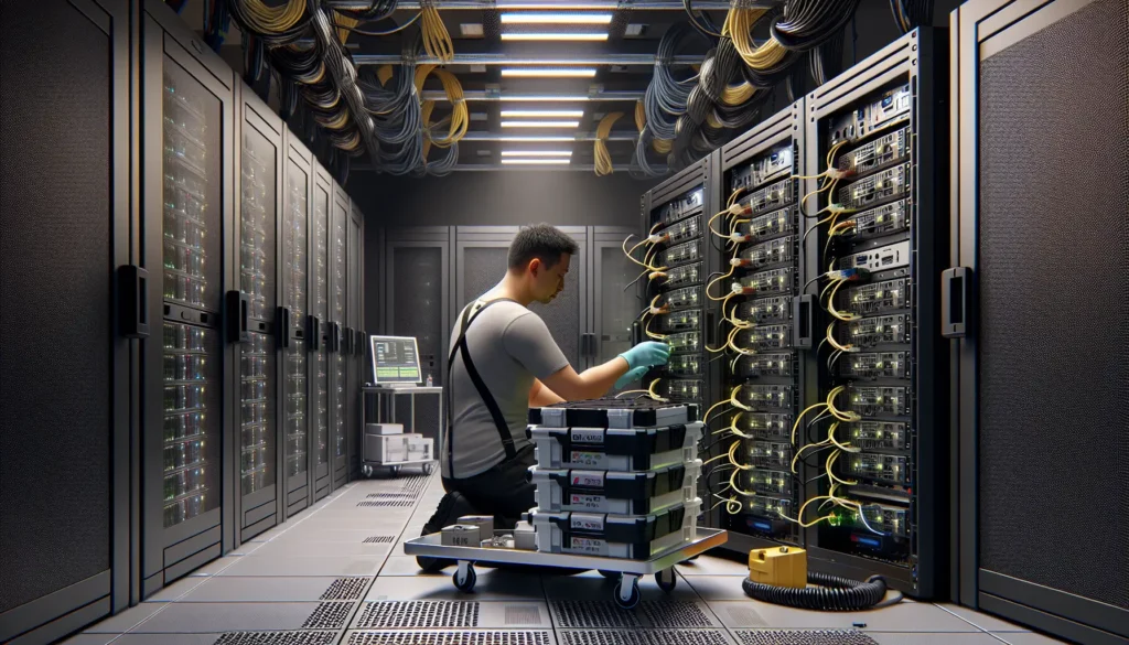 Data-wiping workstation in server room.